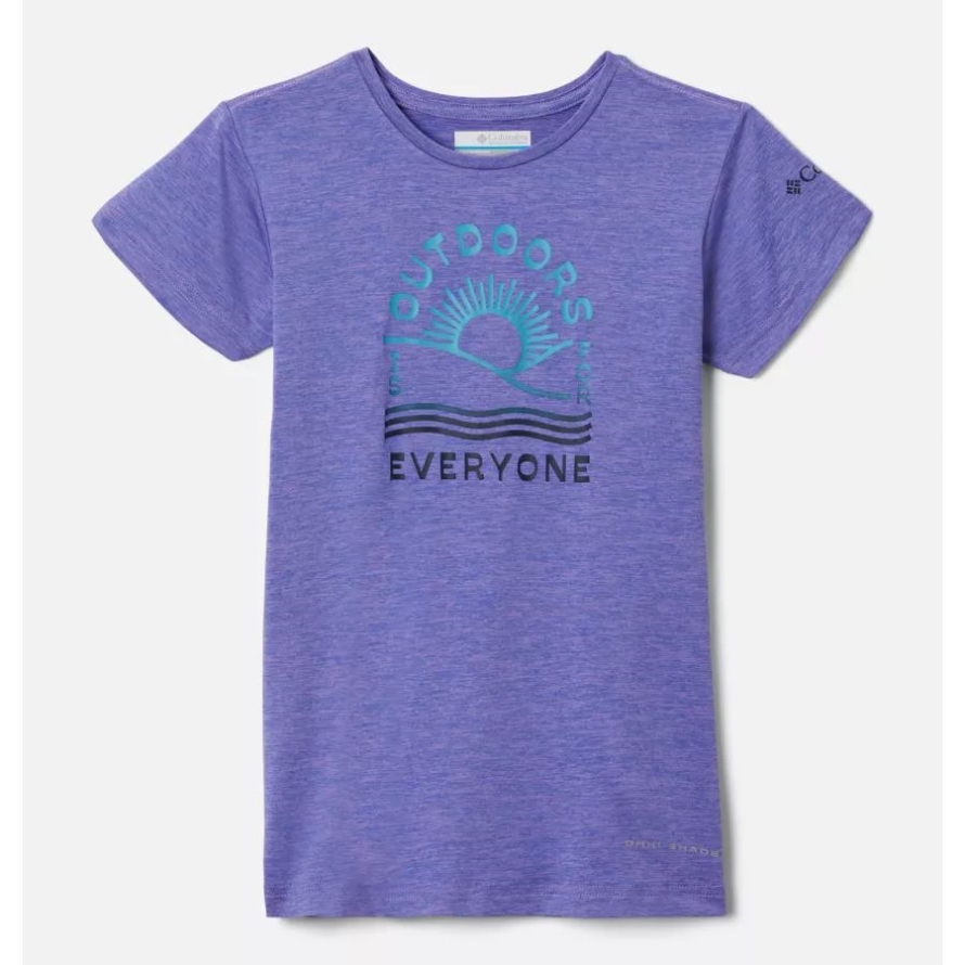 Columbia Girls' Mission Peak Short Sleeve Graphic T-Shirt Paisley Purple Hthr/Outdoors Everyone