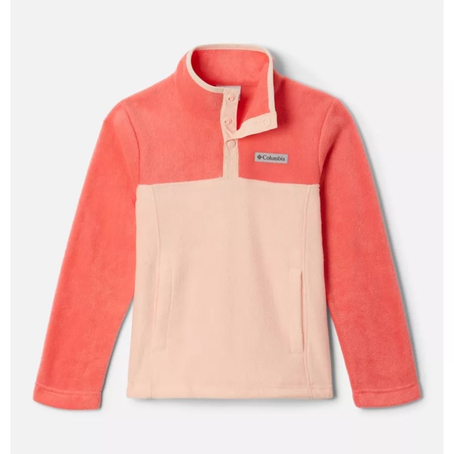 Columbia Girls' Steens Mountain1/4 Snap Fleece Pull-Over Peach Blossom/Blush Pink