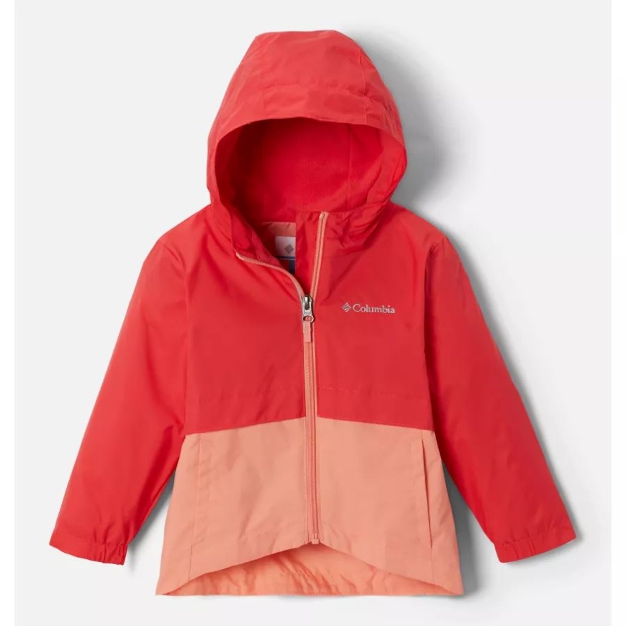 Columbia Girls' Toddler Rain-Zilla Jacket Red Hibiscus/Coral Reef