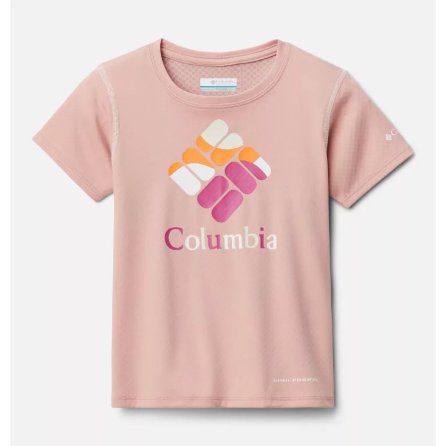 Columbia Girls' Zero Rules Short Sleeve Graphic Shirt Faux Pink Gem Scape