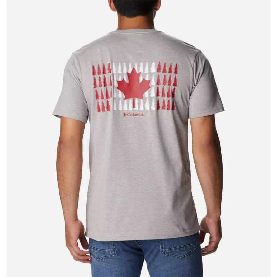 Columbia Grey Hthr/CAN Timberline Flag Men's Rockaway River Country T-Shirt Tall Columbia
