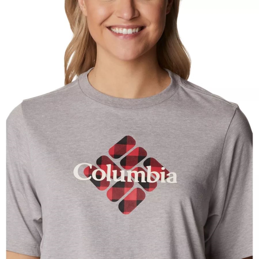 Columbia Grey Hthr/Centered Gem Buffalo Columbia Women's North Cascades Relaxed T-Shirt