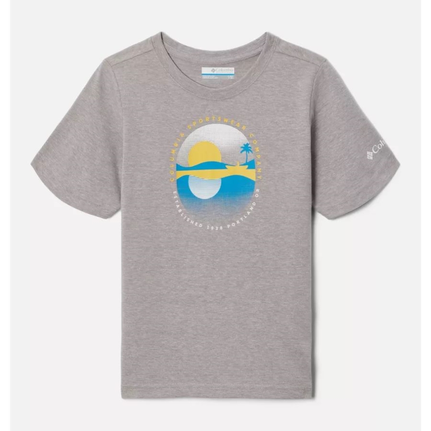 Columbia Grey Hthr/Halftone Fishing Grx Boys' Valley Creek Short Sleeve Graphic T-Shirt Columbia