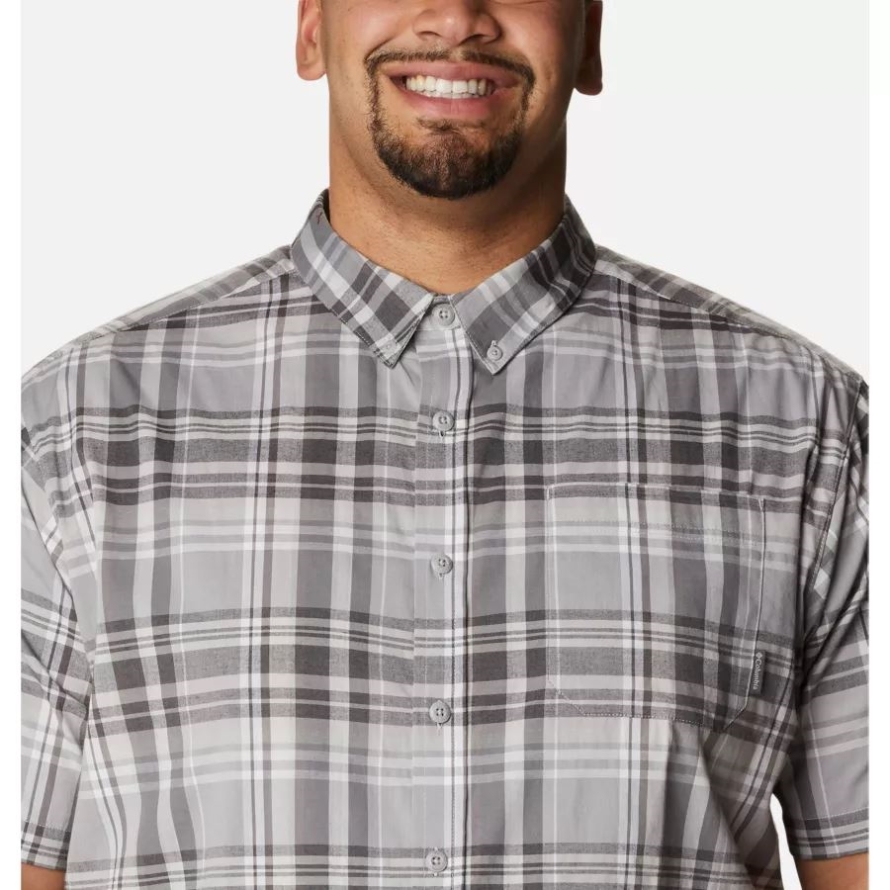 Columbia Grey Multi Madras Columbia Men's Rapid Rivers II Short Sleeve Shirt Big