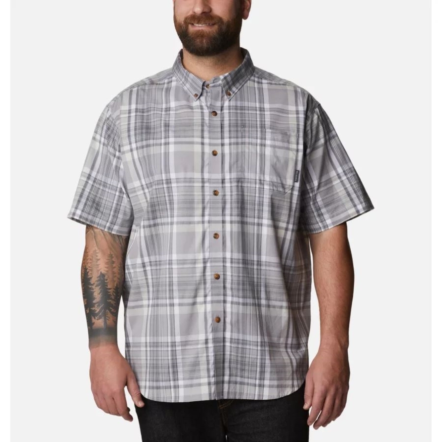 Columbia Grey Plaid Men's Rapid Rivers II Short Sleeve Shirt Big Columbia