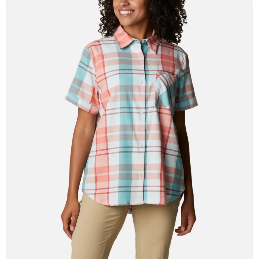 Columbia Icy Morn Madras Women's Anytime Casual Stretch Short Sleeve Shirt