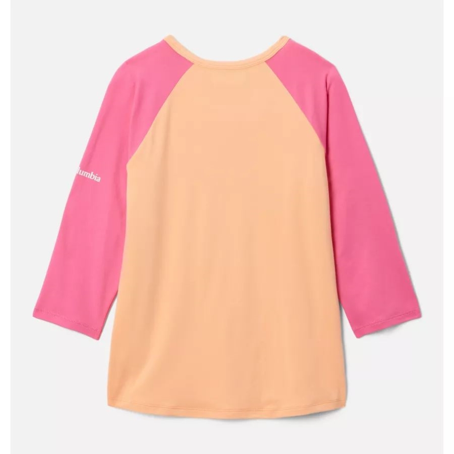 Columbia Kids' Outdoor Elements3/4 Sleeve Shirt Peach/Wild Geranium PDX Graphic