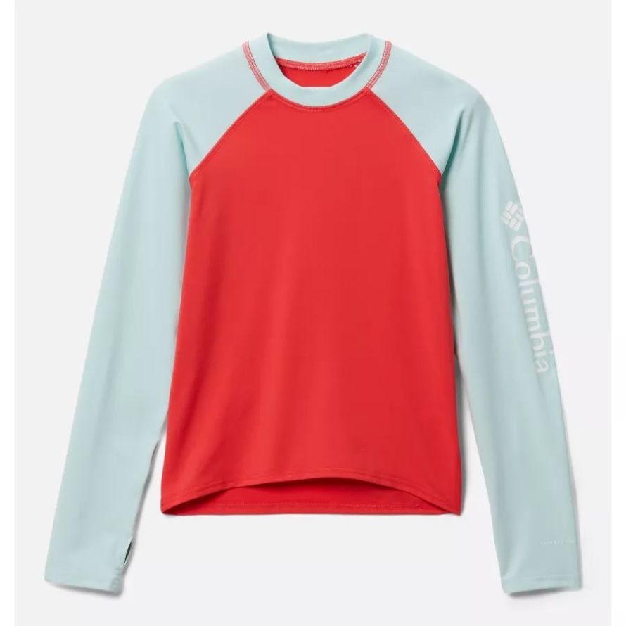 Columbia Kids' Sandy ShoresLong Sleeve Sunguard Shirt Red Hibiscus/Icy Morn