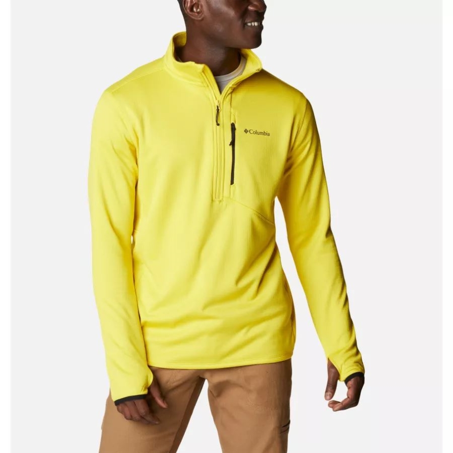 Columbia Laser Lemon Heather Men's Park View Fleece Half Zip Pullover