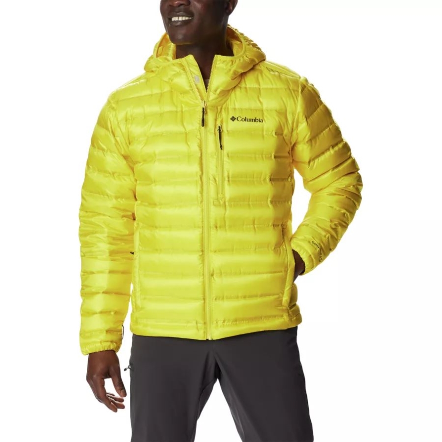 Columbia Laser Lemon Men's Pebble Peak Down Hooded Puffer Jacket