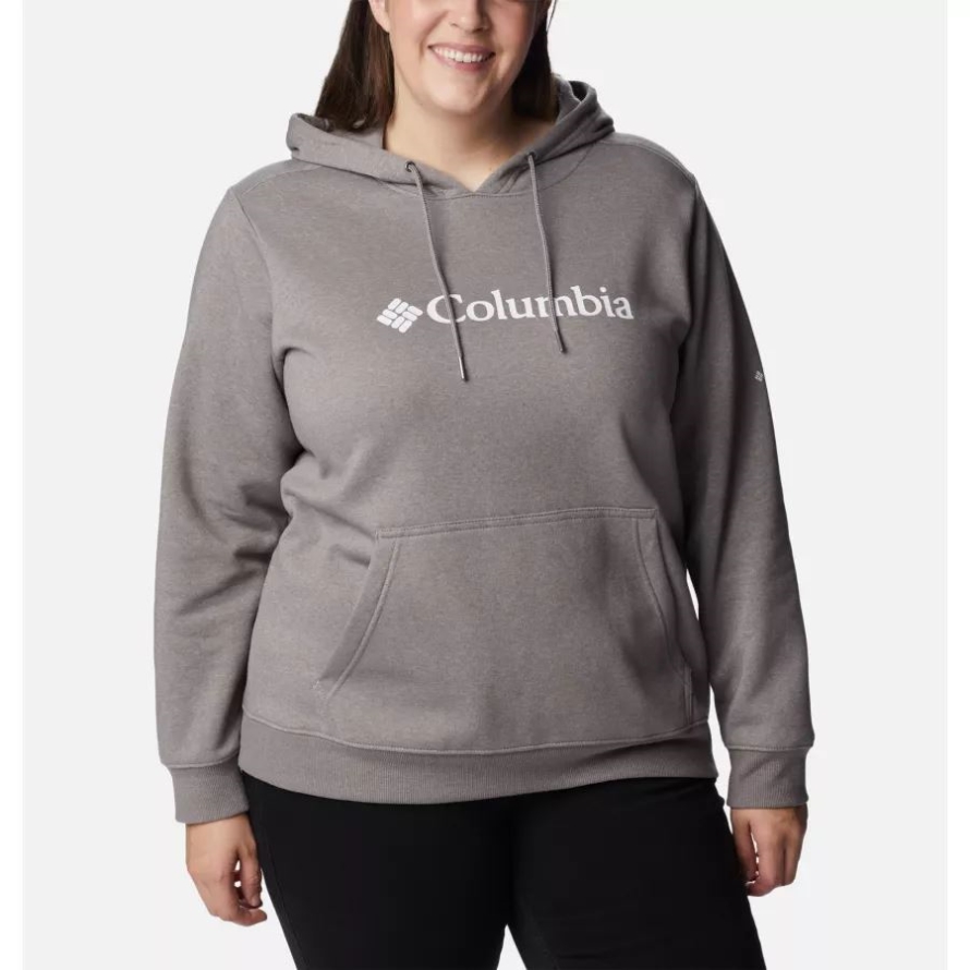 Columbia Light Grey Heather Women's Columbia Logo Hoodie Plus Size