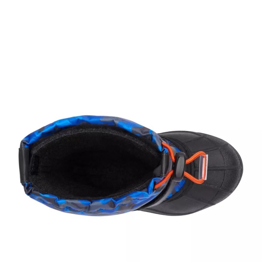 Columbia Little Kids' Powderbug Forty Print Boot Shark/Tangy Orange