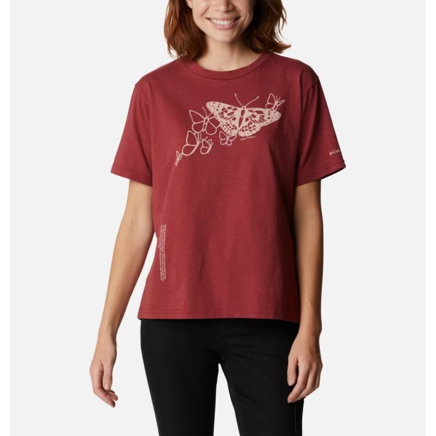 Columbia Marsala Red/Graphic Butterfly Women's Break it Down T-Shirt