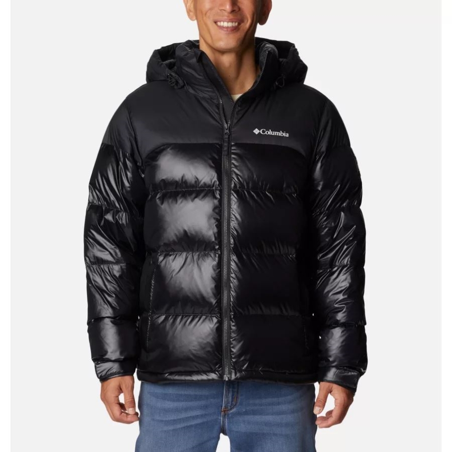 Columbia Men's Bulo Point II Hooded Down Puffer Jacket Black Shiny/Black