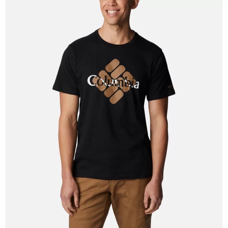 Columbia Men's CSC Graphic Casual Organic Cotton T-shirt Black/Centered Gem