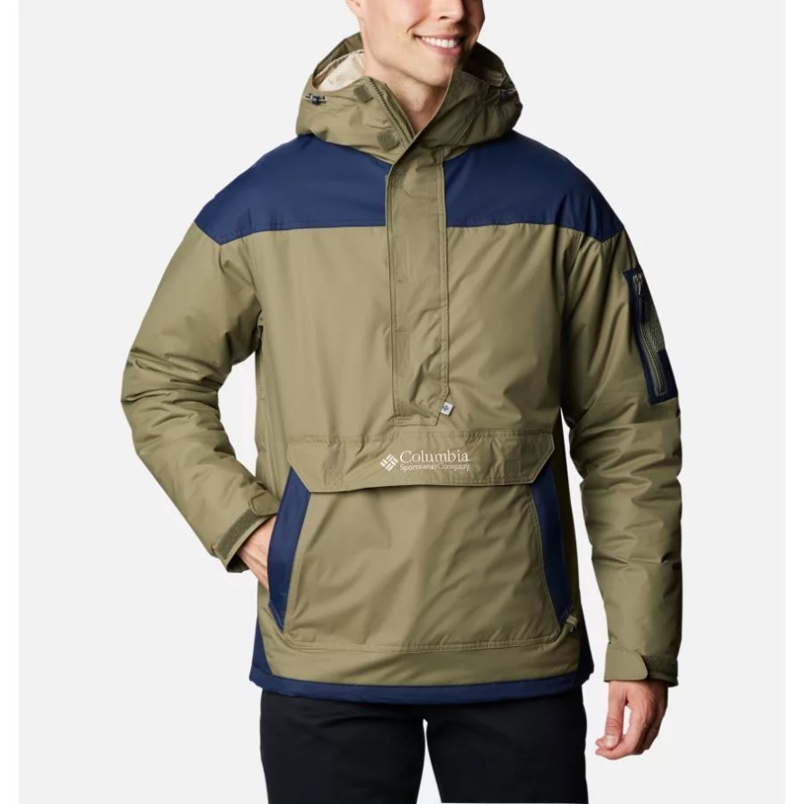 Columbia Men's Challenger Pullover Anorak Stone Green/Collegiate Navy