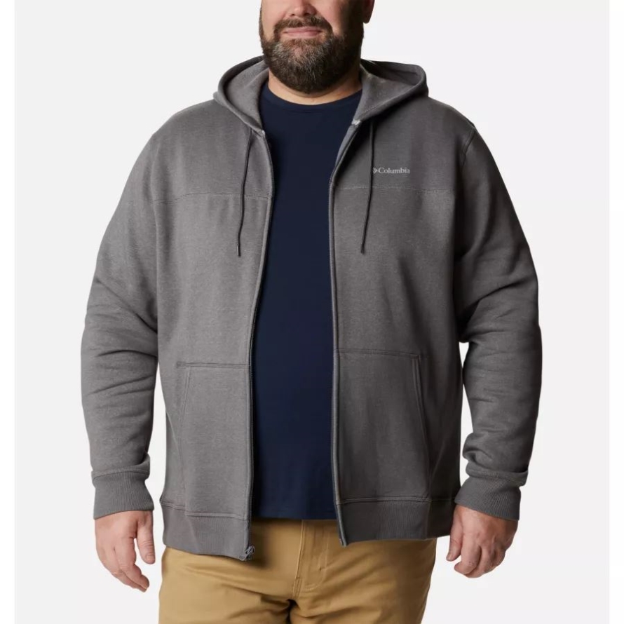Columbia Men's Columbia Logo Full Zip Fleece Hoodie Big City Grey Heather/Columbia Grey