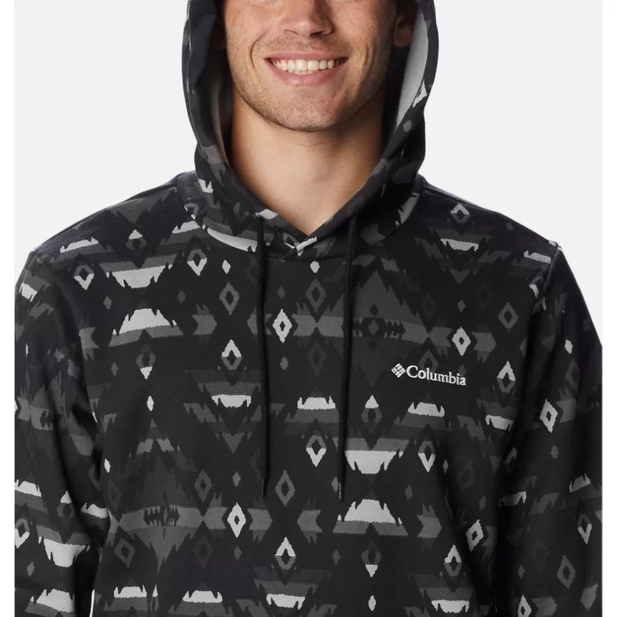 Columbia Men's Columbia Logo Printed Hoodie Black Rocky Mountain Print