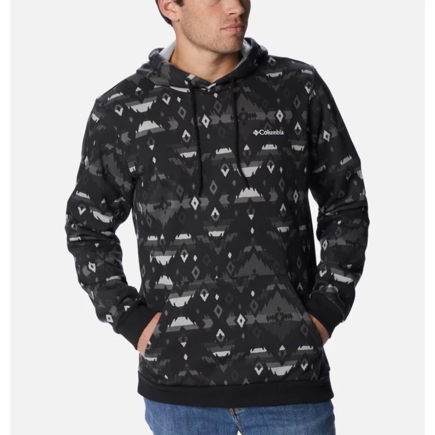 Columbia Men's Columbia Logo Printed Hoodie Black Rocky Mountain Print