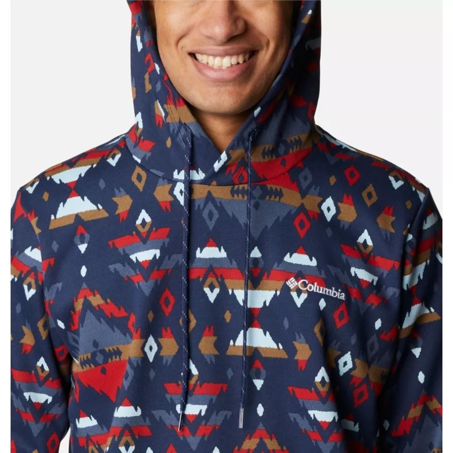 Columbia Men's Columbia Logo Printed Hoodie Collegiate Navy Rocky Mountain Print