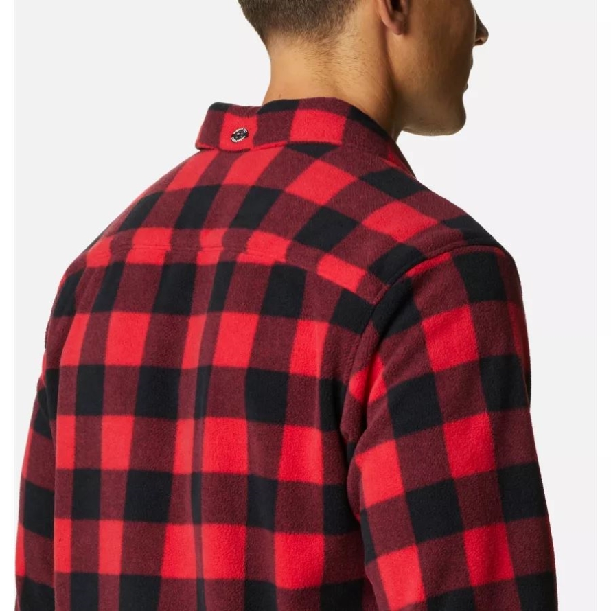 Columbia Men's Flare Gun Fleece Over Shirt Mountain Red Check