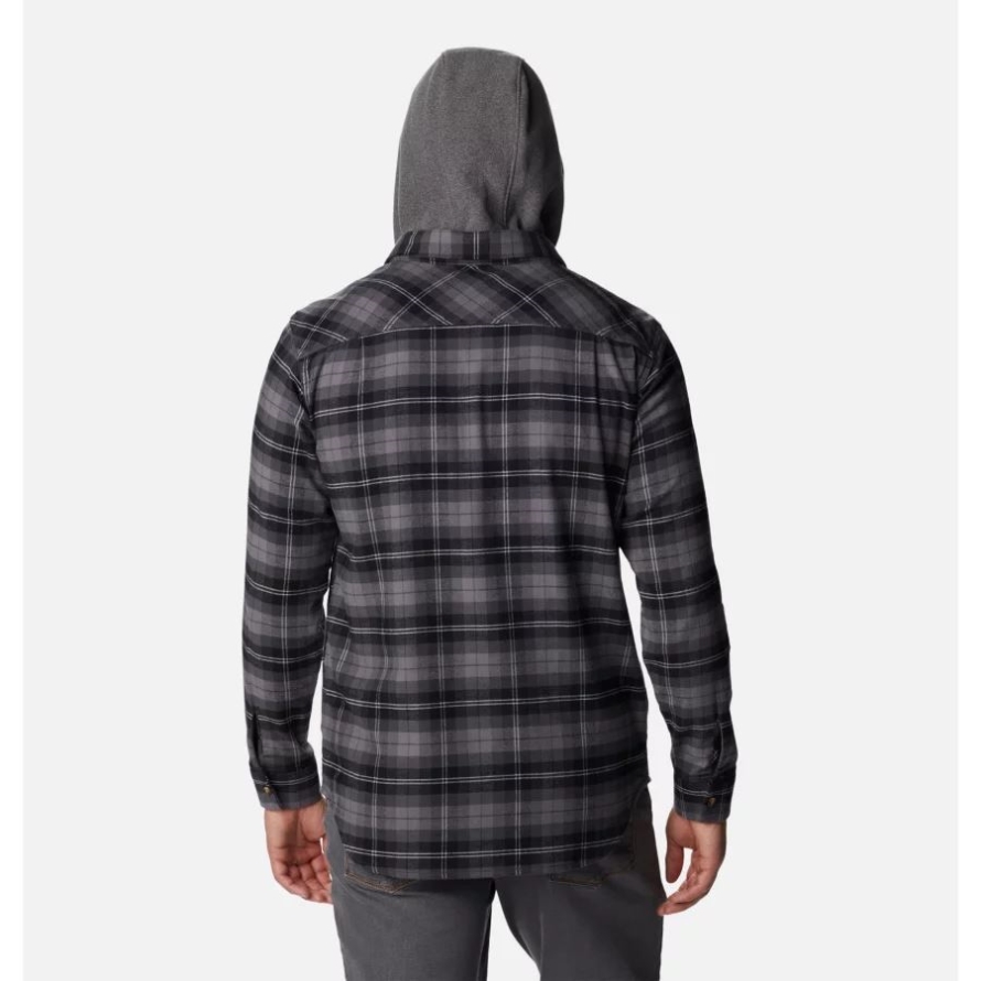 Columbia Men's Flare Gun Stretch Flannel Hoodie Black Balanced Tartan