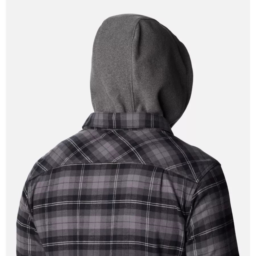 Columbia Men's Flare Gun Stretch Flannel Hoodie Black Balanced Tartan