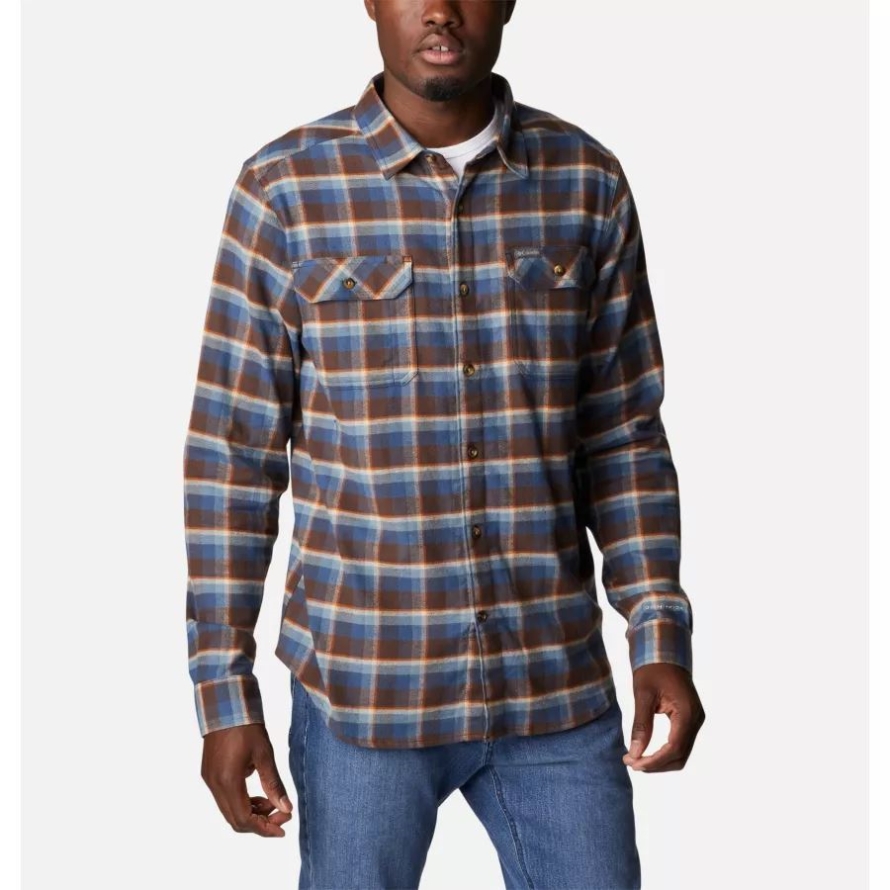 Columbia Men's Flare Gun Stretch Flannel Shirt Cordovan Shadow Plaid