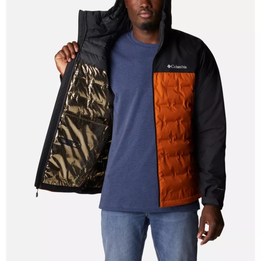 Columbia Men's Grand Trek II Down Hooded Jacket Warm Copper/Black