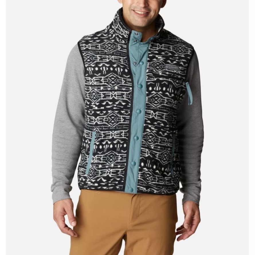 Columbia Men's Helvetia Fleece Vest Black Geo Print/Metal