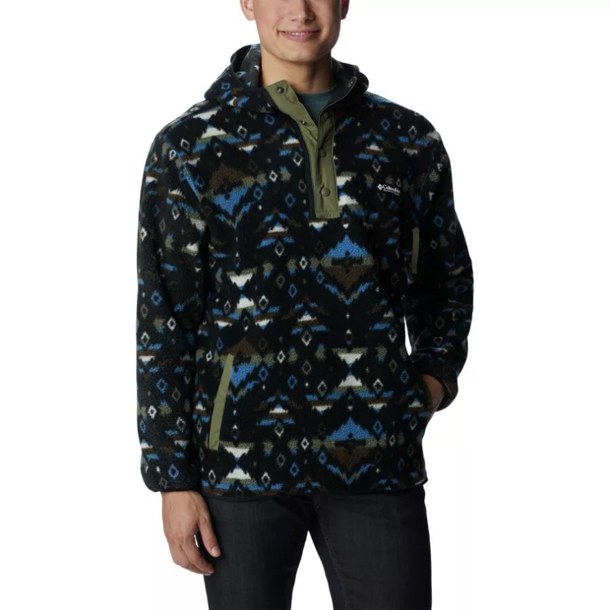 Columbia Men's Helvetia Hoodie Bright Indigo Rocky Mountain Print
