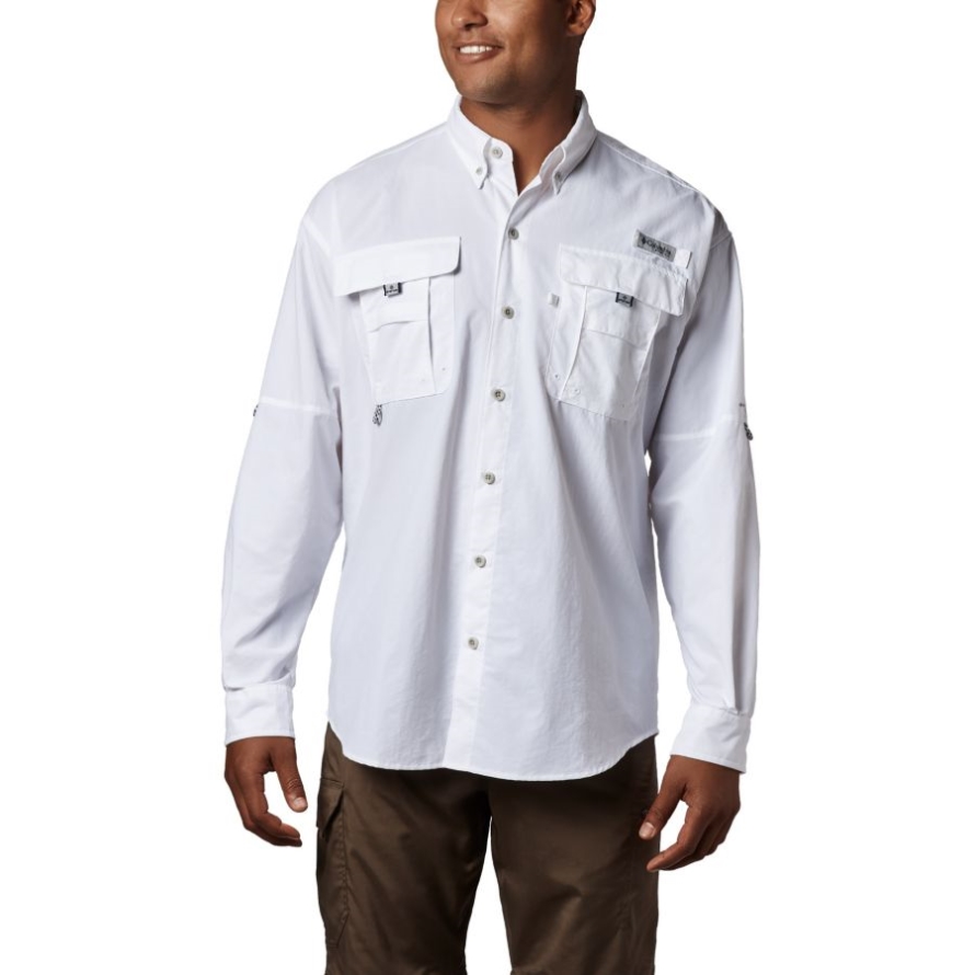 Columbia Men's PFG Bahama II Long Sleeve Shirt Tall White