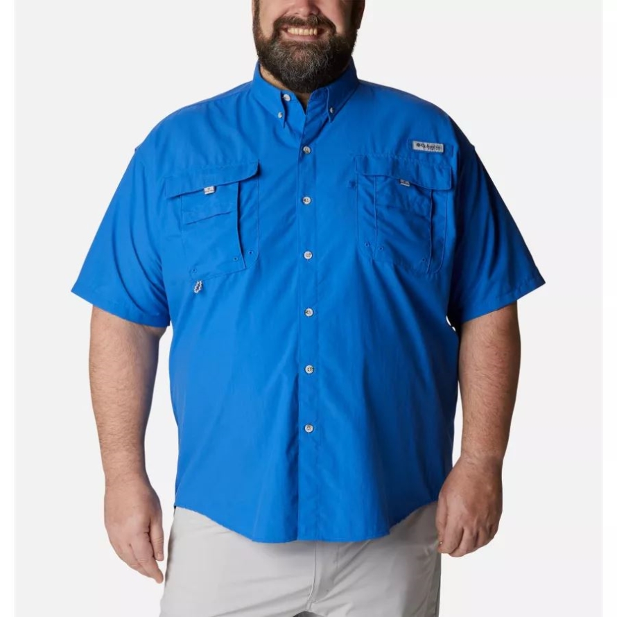 Columbia Men's PFG Bahama II Short Sleeve Shirt Big Vivid Blue