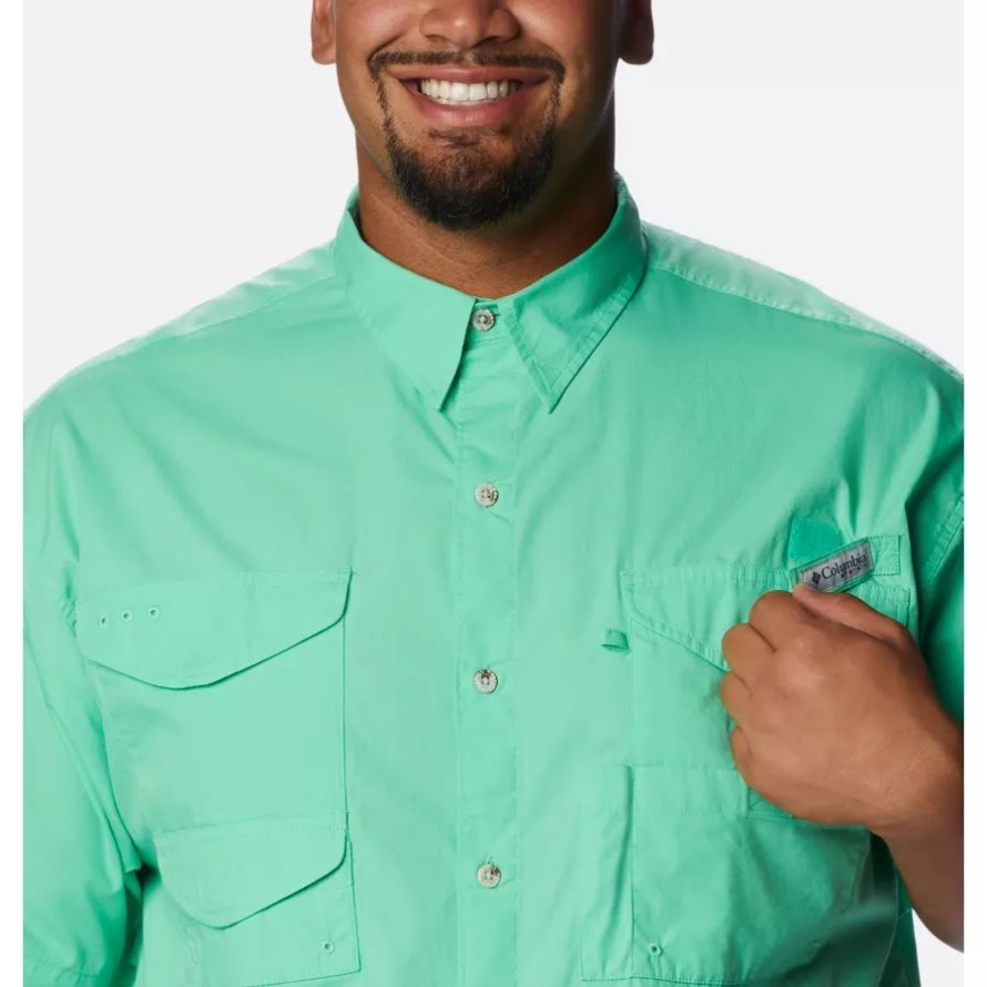 Columbia Men's PFG Bonehead Short Sleeve Shirt Big Light Jade
