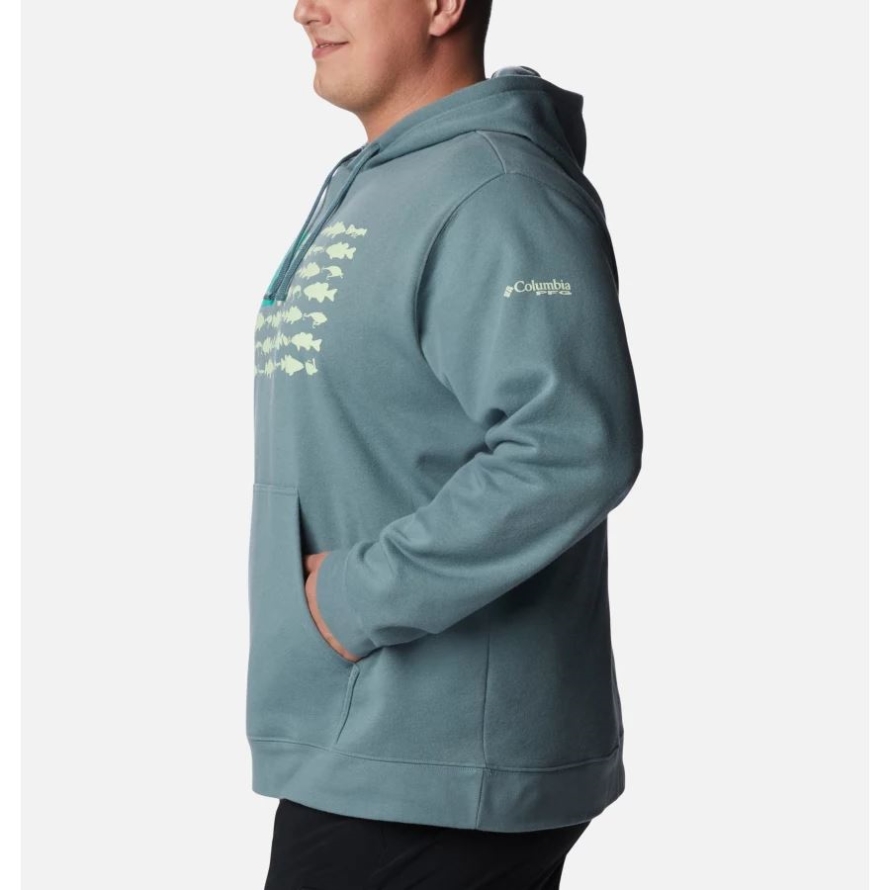 Columbia Men's PFG Fish Flag II Hoodie Big Metal/Key West Bass Lures