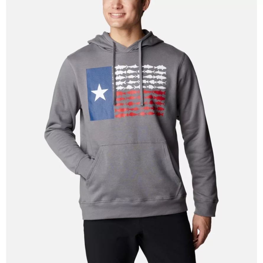 Columbia Men's PFG Fish Flag II Hoodie City Grey/Texas