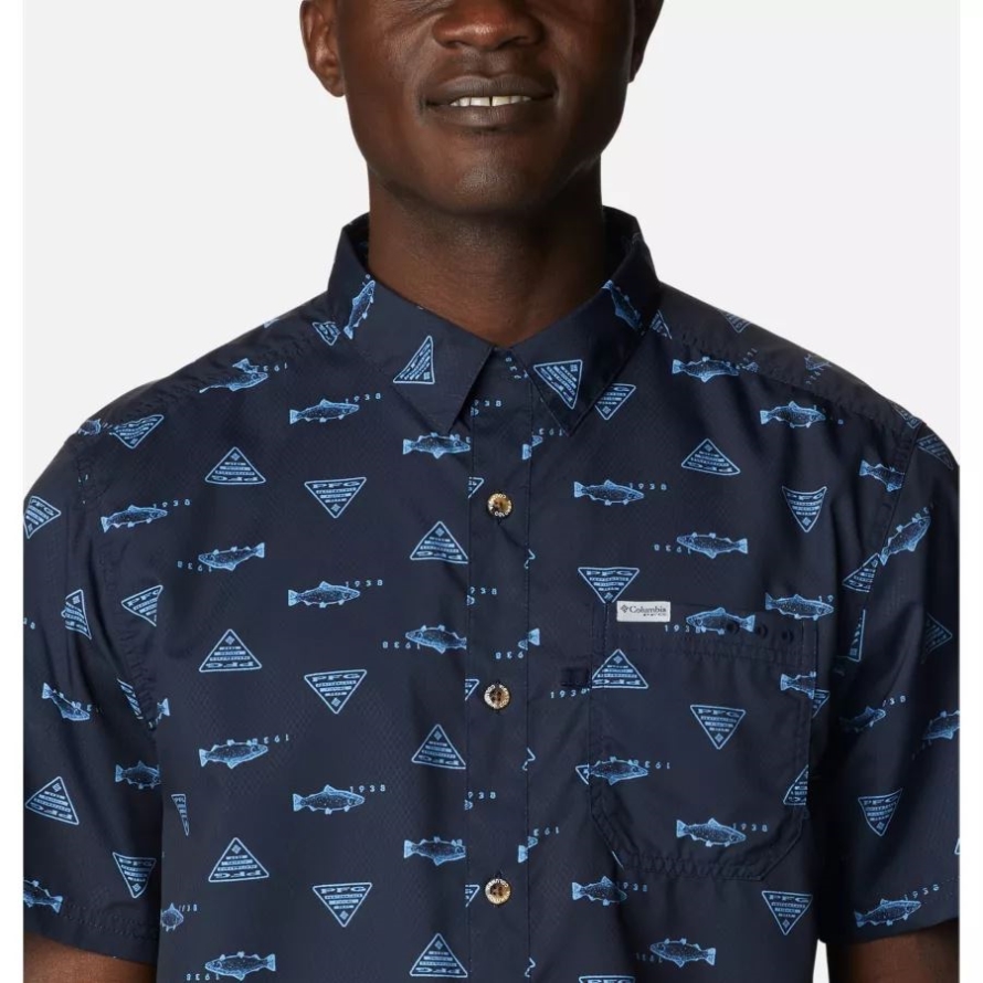 Columbia Men's PFG Super Slack Tide Camp Shirt Collegiate Navy Rivermade