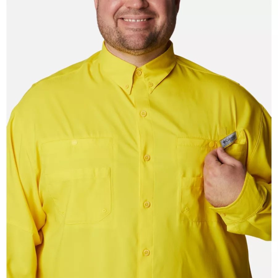 Columbia Men's PFG Tamiami II Long Sleeve Shirt Big Laser Lemon