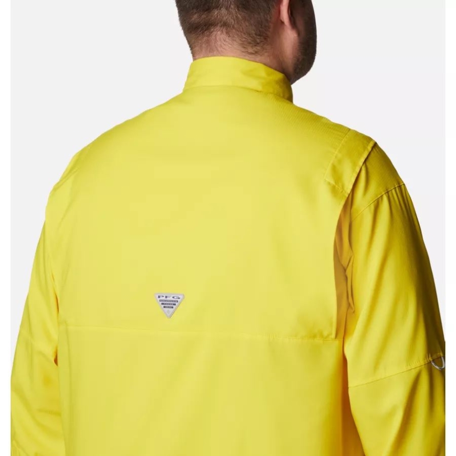 Columbia Men's PFG Tamiami II Long Sleeve Shirt Big Laser Lemon