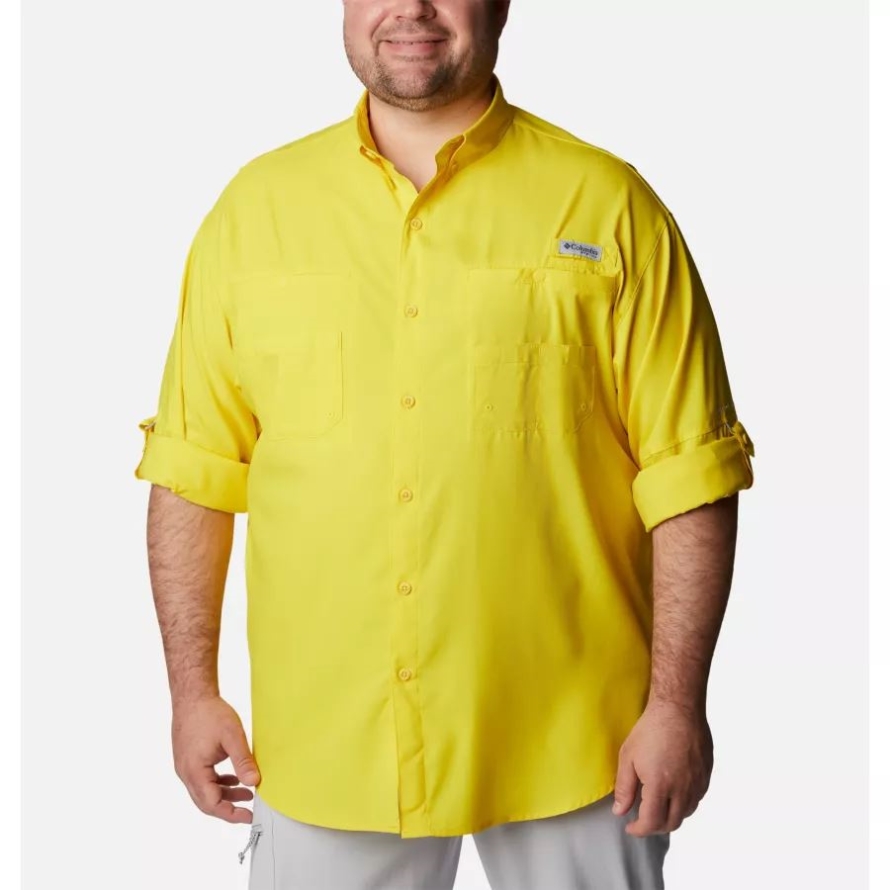 Columbia Men's PFG Tamiami II Long Sleeve Shirt Big Laser Lemon