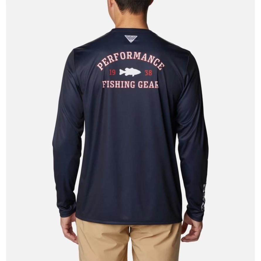 Columbia Men's PFG Terminal Tackle University Long Sleeve Shirt Collegiate Navy/White Bass