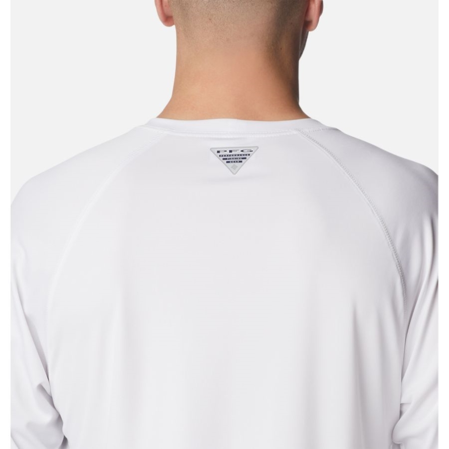 Columbia Men's PFG Terminal TackleLong Sleeve Shirt Tall White/Nightshade Logo