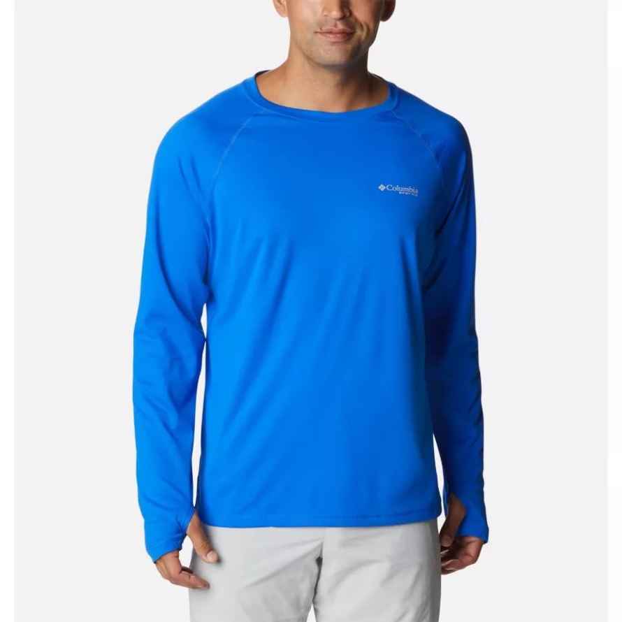 Columbia Men's PFG Zero Rules Ice Long Sleeve Shirt Blue Macaw