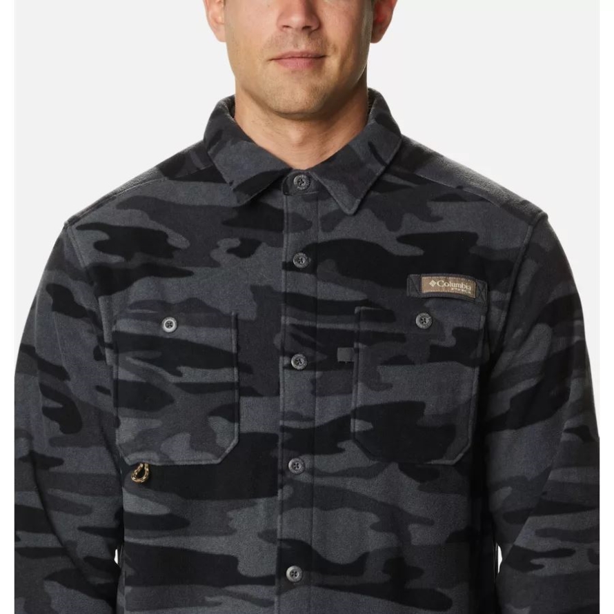 Columbia Men's PHG Bucktail Fleece Over Shirt Black Gallatin Camo