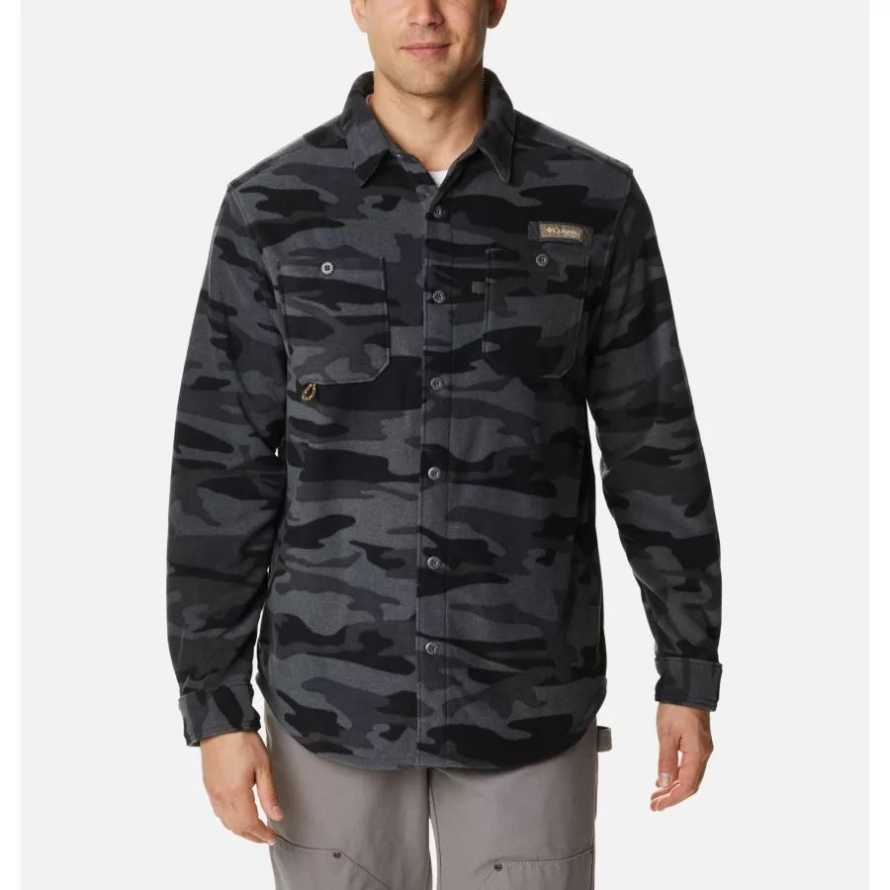 Columbia Men's PHG Bucktail Fleece Over Shirt Black Gallatin Camo