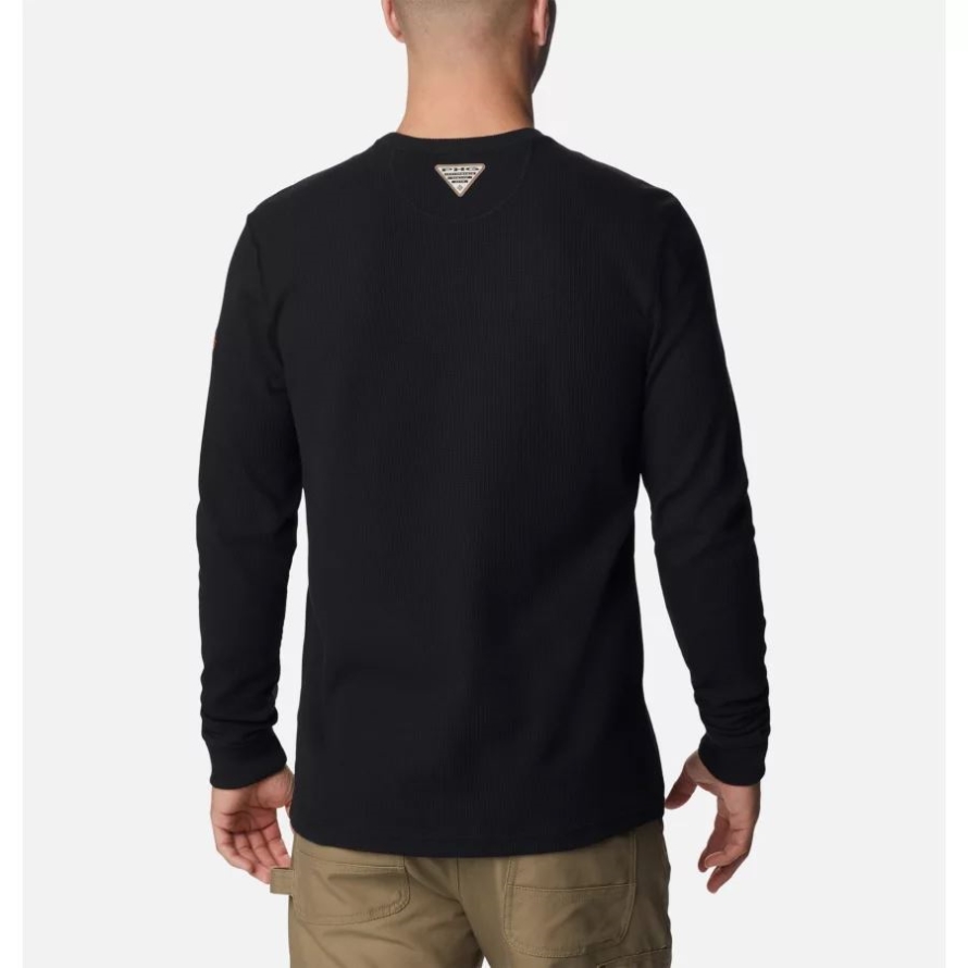Columbia Men's PHG University Waffle Long Sleeve Shirt Black/Blaze Buck