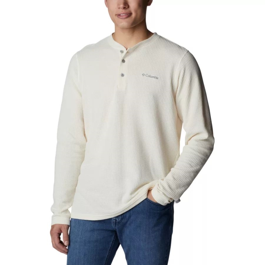 Columbia Men's Pine Peak Waffle Long Sleeve Henley Chalk Heather