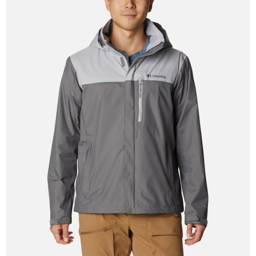 Columbia Men's Pouration Rain Jacket City Grey