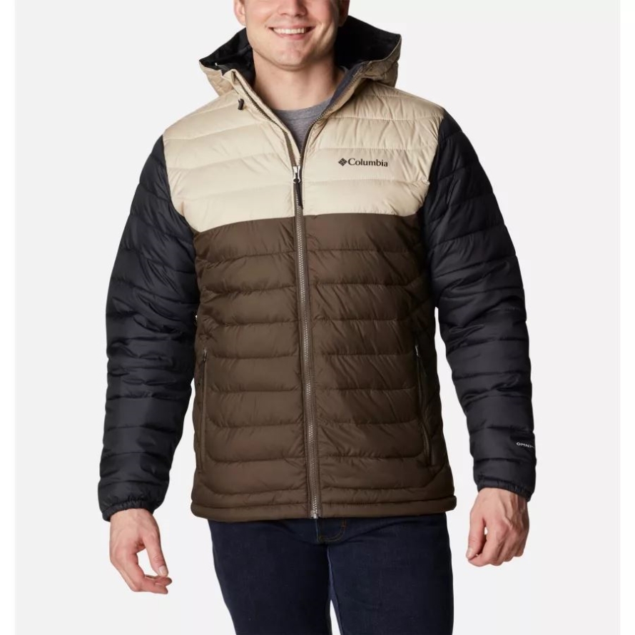 Columbia Men's Powder Lite Hooded Insulated Jacket Cordovan/Ancient Fossil/Black