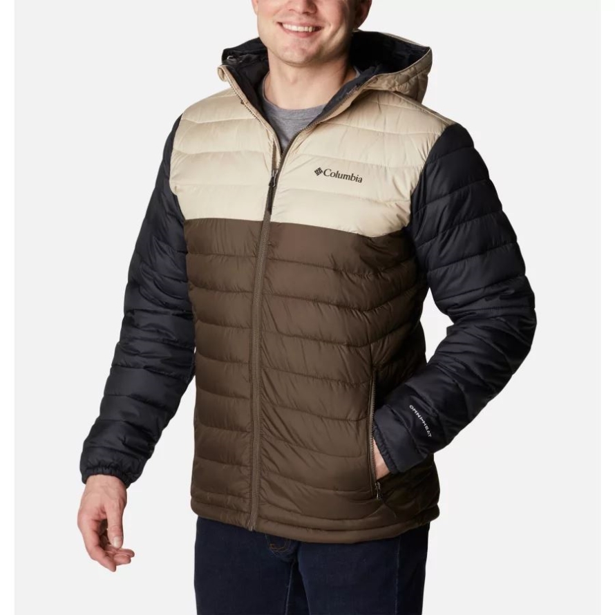Columbia Men's Powder Lite Hooded Insulated Jacket Cordovan/Ancient Fossil/Black